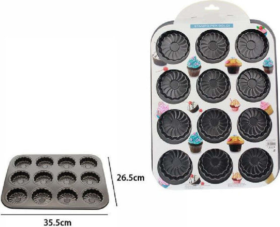 Stampo Teglia Vassoio Antiaderente 12 Muffin Cupcake Budino 35,5 X 26,5 Cm 59945 Casa, arredamento e bricolage > Cucina > Stampi Trade Shop italia - Napoli, Commerciovirtuoso.it