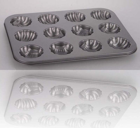 Stampo-Teglia-Vassoio-Antiaderente-12-Muffin-Cupcake-Dolci-Conchiglie