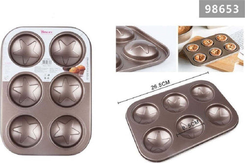 Stampo Teglia Vassoio Antiaderente 6 Muffin Cupcake Dolci Budino A Stelle 98653 Casa e cucina/Teglie da forno e accessori per pasticceria/Teglie e stampi/Teglie per muffin e cupcake Trade Shop italia - Napoli, Commerciovirtuoso.it