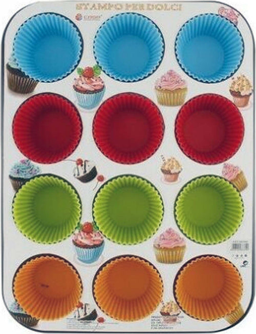 Stampo Teglia Vassoio Antiaderente Per 12 Muffin Dolci Con Pirottini In Silicone Casa, arredamento e bricolage > Cucina > Stampi Trade Shop italia - Napoli, Commerciovirtuoso.it