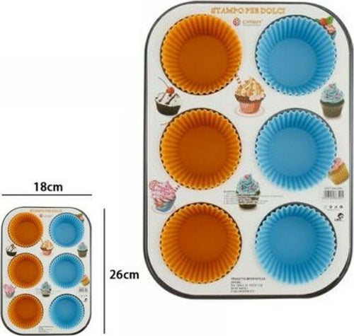 Stampo Teglia Vassoio Antiaderente Per 6 Muffin Dolci Con Pirottini In Silicone Casa, arredamento e bricolage > Cucina > Stampi Trade Shop italia - Napoli, Commerciovirtuoso.it