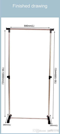 Stand-Appendiabiti-Allungabile-Telescopico-Singolo-Con-Base-64-X-28-X-73/130-Cm