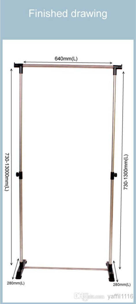 Stand-Appendiabiti-Allungabile-Telescopico-Singolo-Con-Base-64-X-28-X-73/130-Cm