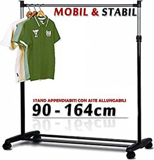Stand-Appendiabiti-Allungabile-Telescopico-Singolo-Con-Ruote-70---160-Cm