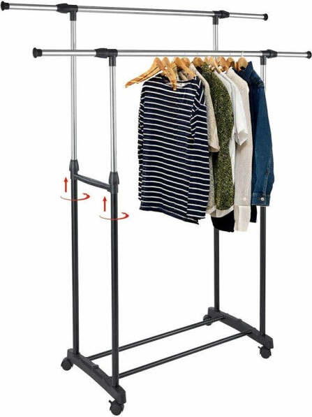 Stand Appendiabiti Da Terra Doppio Con Ruote Aste Telescopiche Regolabile Abiti Casa e cucina/Organizzazione interni/Organizzazione guardaroba/Stand appendiabiti Trade Shop italia - Napoli, Commerciovirtuoso.it