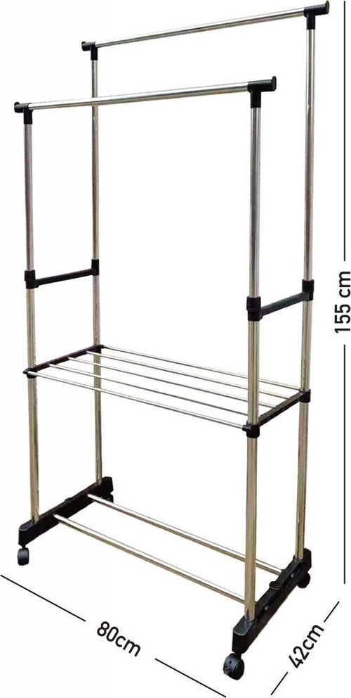 Stand Appendiabiti Doppio Con Ripiano Base Ruote Aste Telescopiche Regolabile Casa, arredamento e bricolage > Arredamento > Attaccapanni Trade Shop italia - Napoli, Commerciovirtuoso.it