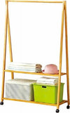 Stand-Appendiabiti-In-Legno-Bambù-Stender-Singolo-Mensole-Ruote-90-X-150cm-70198