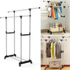 Stand Appendiabiti Regolabile Telescopico Con Ruote Organizer Abiti Doppio Casa e cucina/Organizzazione interni/Organizzazione guardaroba/Stand appendiabiti Trade Shop italia - Napoli, Commerciovirtuoso.it