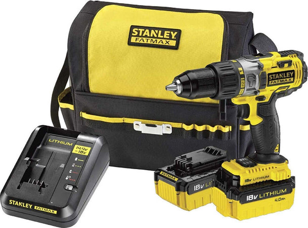 STANLEY---FATMAX-TRAPANO-A-PERCUSSIONE/AVVITATORE-CON-2-BATTERIE-4Ah,-18-W,-1/2-pollice