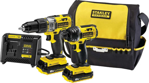 STANLEY---KIT-TRAPANO-AVVITATORE-18V-2AH-+-AVVITATORE-A-IMPULSI-CON-2-BATTERIE-E-BORSA