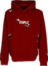 STAPLE-Felpa-Leggera-Cappuccio-Uomo-Flock-Logo-Hoodie-Burgundy-da-uomo