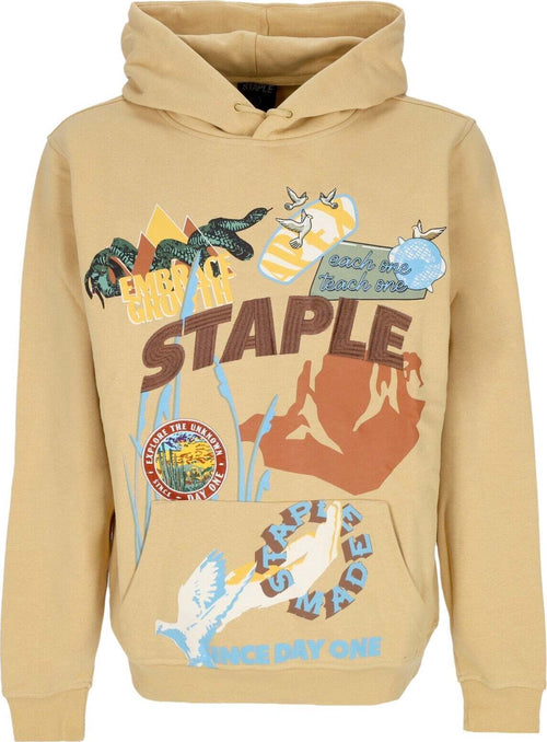 STAPLE-Felpa-Leggera-Cappuccio-Uomo-Hemlock-Graphic-Hoodie-Almond-da-uomo