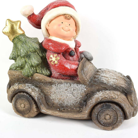 Statua Natalizia Bimbo su macchina in poliresina decorazione h 36 cm Casa e cucina/Decorazioni per interni/Addobbi e decorazioni per ricorrenze/Decorazioni natalizie/Schiaccianoci MagiediNatale.it - Altamura, Commerciovirtuoso.it
