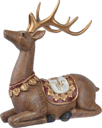 Statua Natalizia Renna seduta in poliresina decorazione  h 19 cm Casa e cucina/Decorazioni per interni/Addobbi e decorazioni per ricorrenze/Decorazioni natalizie/Schiaccianoci MagiediNatale.it - Altamura, Commerciovirtuoso.it