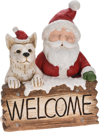 Statua Natalizia Welcome con Babbo natale in poliresina decorazione con led h 50 cm Casa e cucina/Decorazioni per interni/Addobbi e decorazioni per ricorrenze/Decorazioni natalizie/Schiaccianoci MagiediNatale.it - Altamura, Commerciovirtuoso.it