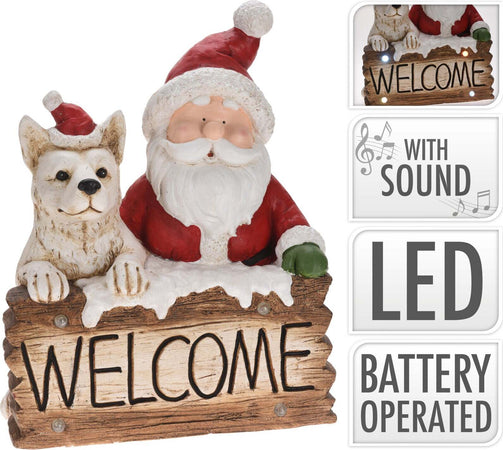 Statua Natalizia Welcome con Babbo natale in poliresina decorazione con led h 50 cm Casa e cucina/Decorazioni per interni/Addobbi e decorazioni per ricorrenze/Decorazioni natalizie/Schiaccianoci MagiediNatale.it - Altamura, Commerciovirtuoso.it
