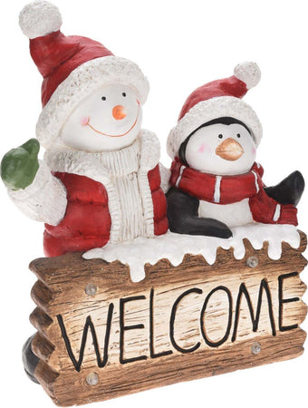 Statua Natalizia Welcome con Pinguino in poliresina decorazione con led h 50 cm Casa e cucina/Decorazioni per interni/Addobbi e decorazioni per ricorrenze/Decorazioni natalizie/Schiaccianoci MagiediNatale.it - Altamura, Commerciovirtuoso.it
