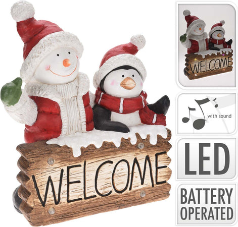 Statua Natalizia Welcome con Pinguino in poliresina decorazione con led h 50 cm Casa e cucina/Decorazioni per interni/Addobbi e decorazioni per ricorrenze/Decorazioni natalizie/Schiaccianoci MagiediNatale.it - Altamura, Commerciovirtuoso.it