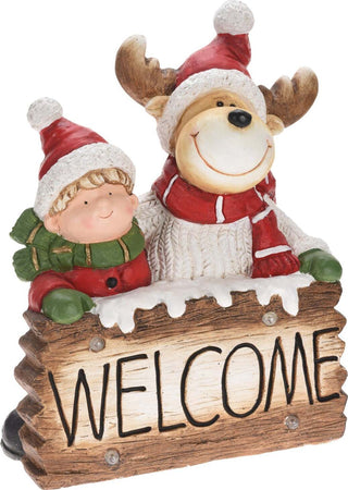 Statua Natalizia Welcome con renna in poliresina decorazione con led h 50 cm Casa e cucina/Decorazioni per interni/Addobbi e decorazioni per ricorrenze/Decorazioni natalizie/Schiaccianoci MagiediNatale.it - Altamura, Commerciovirtuoso.it