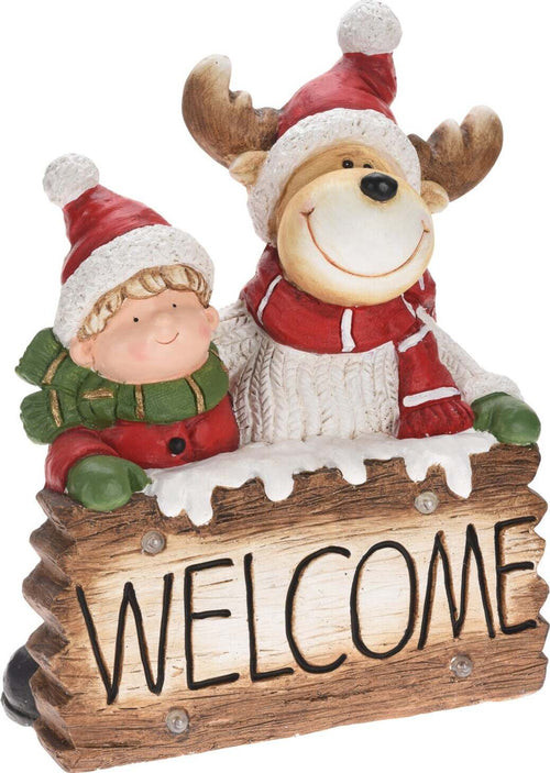 Statua Natalizia Welcome con renna in poliresina decorazione con led h 50 cm Casa e cucina/Decorazioni per interni/Addobbi e decorazioni per ricorrenze/Decorazioni natalizie/Schiaccianoci MagiediNatale.it - Altamura, Commerciovirtuoso.it