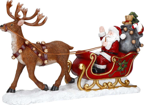 Statuetta-Babbo-Natale-su-slitta-con-alce-in-poliresina-per-decorazioni-natalizie