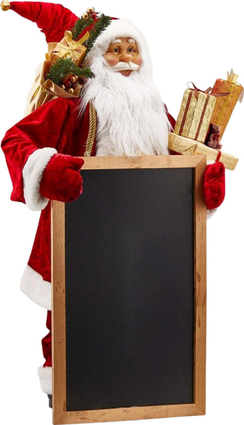 Statuetta di Babbo Natale con lavagna e regali, colore rosso, decorazione per esterno Casa e cucina/Decorazioni per interni/Addobbi e decorazioni per ricorrenze/Decorazioni natalizie/Schiaccianoci MagiediNatale.it - Altamura, Commerciovirtuoso.it