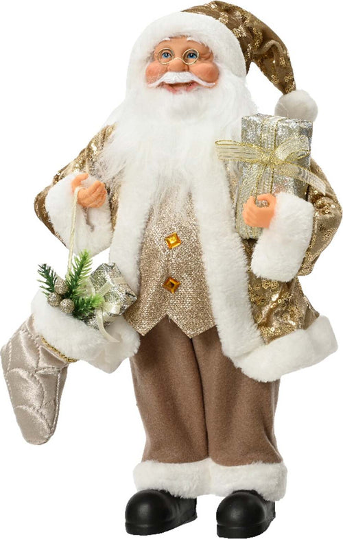 Statuetta di Babbo Natale con pacco regalo e calza in poliestere Casa e cucina/Decorazioni per interni/Addobbi e decorazioni per ricorrenze/Decorazioni natalizie/Schiaccianoci MagiediNatale.it - Altamura, Commerciovirtuoso.it