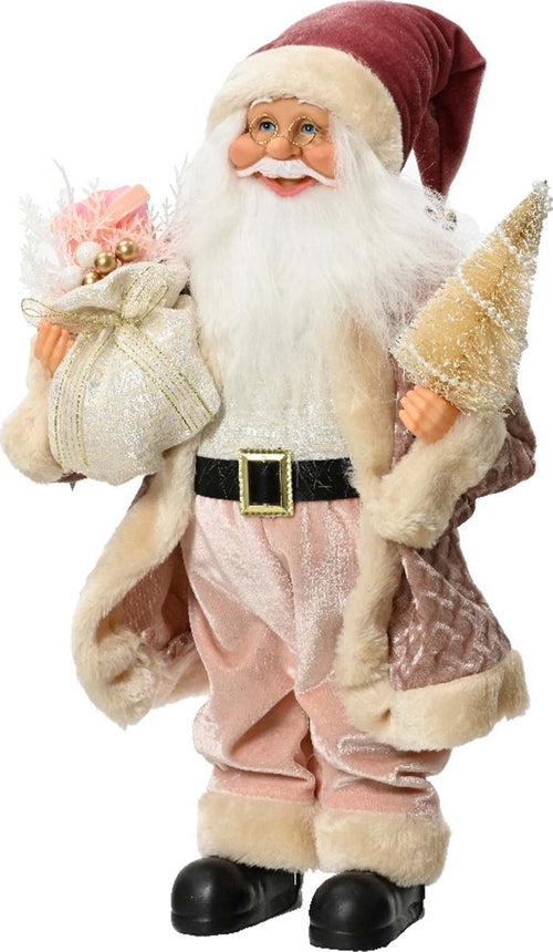 Statuetta di Babbo Natale rosa con pacco regalo in poliestere da 45 cm Casa e cucina/Decorazioni per interni/Addobbi e decorazioni per ricorrenze/Decorazioni natalizie/Schiaccianoci MagiediNatale.it - Altamura, Commerciovirtuoso.it