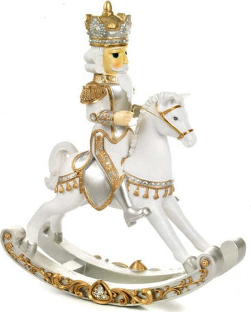 Statuetta Soldatino con cavallo a dondolo, in poliresina bianco e oro h 42 cm Casa e cucina/Decorazioni per interni/Addobbi e decorazioni per ricorrenze/Decorazioni natalizie/Schiaccianoci MagiediNatale.it - Altamura, Commerciovirtuoso.it