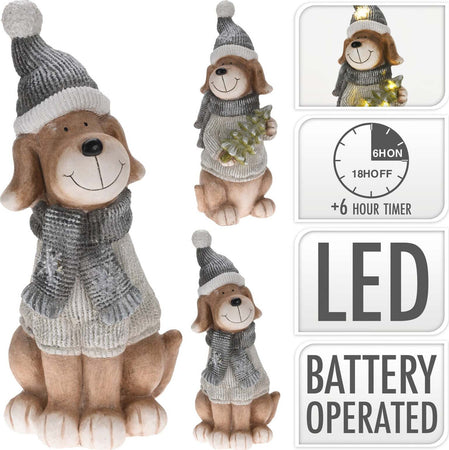 Statuina Natalizia Cane in poliresina decorazione natalizia con led h 51 cm Casa e cucina/Decorazioni per interni/Addobbi e decorazioni per ricorrenze/Decorazioni natalizie/Schiaccianoci MagiediNatale.it - Altamura, Commerciovirtuoso.it