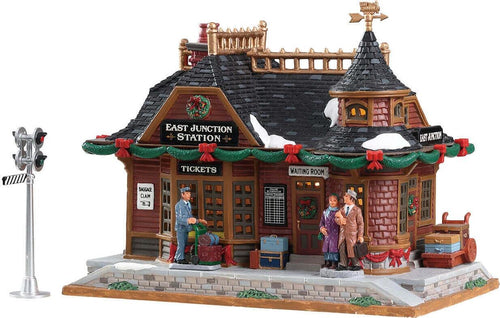 Stazione di giunzione edificio in porcellana per villaggio di Natale con luci luminose Casa e cucina/Decorazioni per interni/Addobbi e decorazioni per ricorrenze/Decorazioni natalizie/Oggettistica MagiediNatale.it - Altamura, Commerciovirtuoso.it