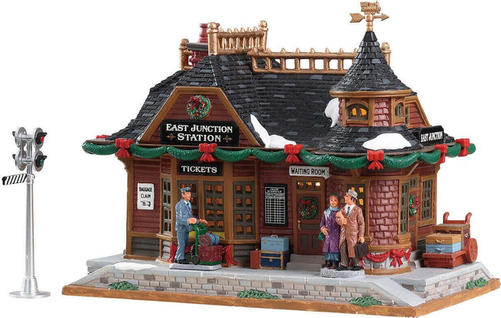 Stazione di giunzione edificio in porcellana per villaggio di Natale con luci luminose Casa e cucina/Decorazioni per interni/Addobbi e decorazioni per ricorrenze/Decorazioni natalizie/Oggettistica MagiediNatale.it - Altamura, Commerciovirtuoso.it