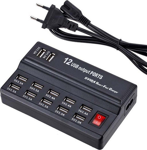 Stazione Di Ricarica Usb 12 Porte 60w 2.1/1a Interruttore Multifunzione Q-cd10p Elettronica/Cellulari e accessori/Accessori/Caricabatterie/Caricabatterie da muro Trade Shop italia - Napoli, Commerciovirtuoso.it