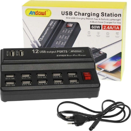 Stazione Di Ricarica Usb 12 Porte 60w 2.1/1a Interruttore Multifunzione Q-cd10p Elettronica/Cellulari e accessori/Accessori/Caricabatterie/Caricabatterie da muro Trade Shop italia - Napoli, Commerciovirtuoso.it