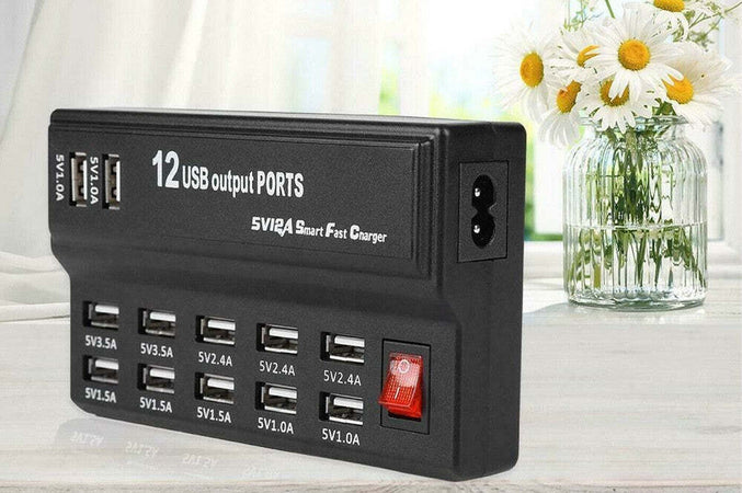 Stazione Di Ricarica Usb 12 Porte 60w 2.1/1a Interruttore Multifunzione Q-cd10p Elettronica/Cellulari e accessori/Accessori/Caricabatterie/Caricabatterie da muro Trade Shop italia - Napoli, Commerciovirtuoso.it