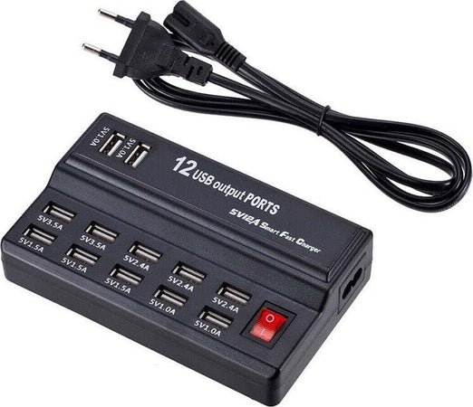 Stazione Di Ricarica Usb 12 Porte 60w 2.1/1a Interruttore Multifunzione Q-cd10p Elettronica/Cellulari e accessori/Accessori/Caricabatterie/Caricabatterie da muro Trade Shop italia - Napoli, Commerciovirtuoso.it