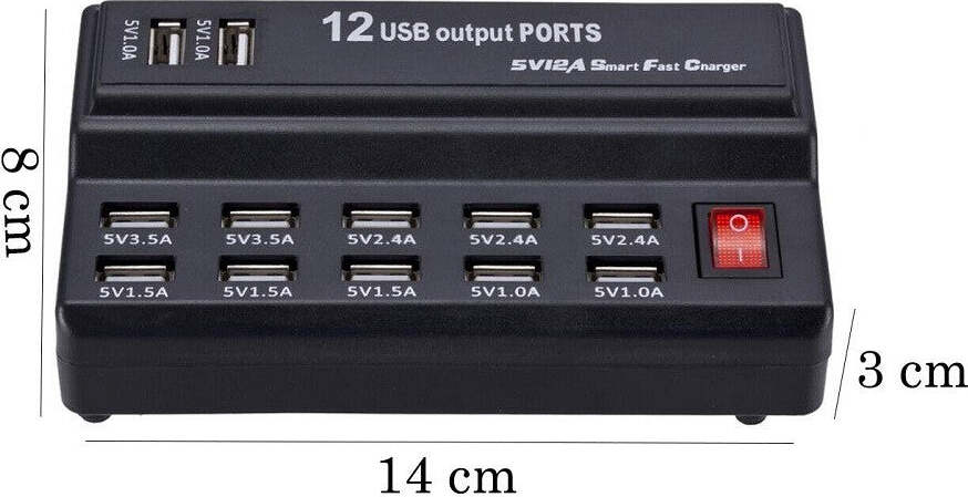 Stazione Di Ricarica Usb 12 Porte 60w 2.1/1a Interruttore Multifunzione Q-cd10p Elettronica/Cellulari e accessori/Accessori/Caricabatterie/Caricabatterie da muro Trade Shop italia - Napoli, Commerciovirtuoso.it
