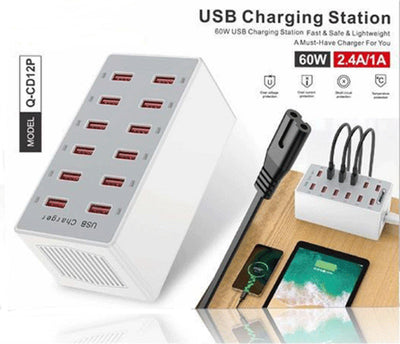 Stazione Di Ricarica Usb Dock Con 12 Porte Usb 60w Multifunzione Presa Q-cd12p Elettronica/Cellulari e accessori/Accessori/Caricabatterie/Caricabatterie universali Trade Shop italia - Napoli, Commerciovirtuoso.it