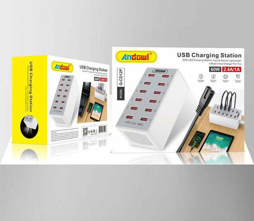 Stazione Di Ricarica Usb Dock Con 12 Porte Usb 60w Multifunzione Presa Q-cd12p Elettronica/Cellulari e accessori/Accessori/Caricabatterie/Caricabatterie universali Trade Shop italia - Napoli, Commerciovirtuoso.it
