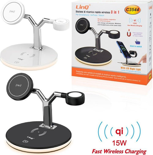 Stazione Di Ricarica Wireless Veloce 3in1 15w Smartphone Iphone Apple Watch C3544 Elettronica/Cellulari e accessori/Accessori/Caricabatterie/Caricabatterie a induzione Trade Shop italia - Napoli, Commerciovirtuoso.it