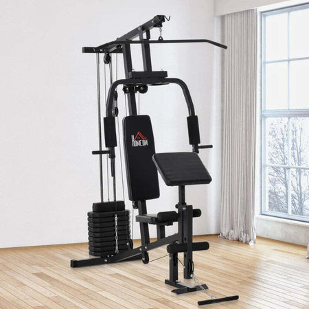 Stazione-Fitness-Multifunzione-per-Allenamento-a-Casa-e-Professionale-in-Acciaio,-148x108x207-cm,-Nero-ZM4A91-132ZM4