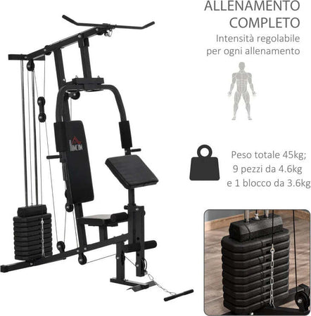 Stazione-Fitness-Multifunzione-per-Allenamento-a-Casa-e-Professionale-in-Acciaio,-148x108x207-cm,-Nero-ZM4A91-132ZM4