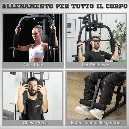 Stazione-Fitness-Multifunzione-per-Allenamento-a-Casa-e-Professionale-in-Acciaio,-148x108x207-cm,-Nero-ZM4A91-132ZM4