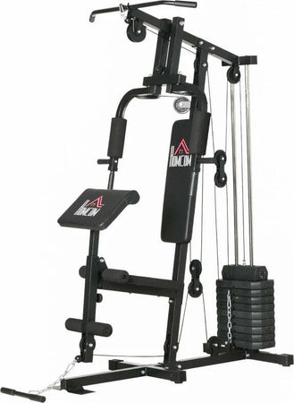 Stazione-Fitness-Multifunzione-Power-Tower-con-Pesi-fino-45kg-e-Panca-Imbottita,-135x103x210cm-SD5A91-177SD5