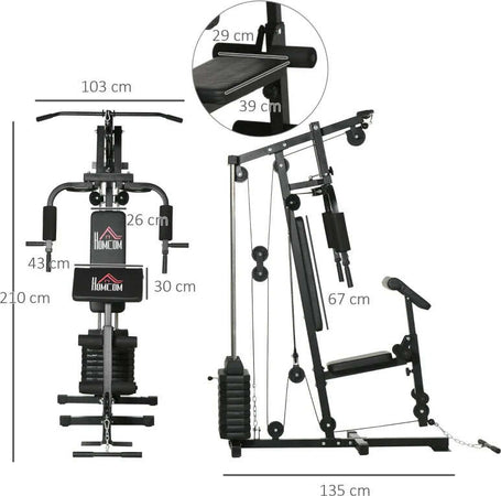 Stazione-Fitness-Multifunzione-Power-Tower-con-Pesi-fino-45kg-e-Panca-Imbottita,-135x103x210cm-SD5A91-177SD5