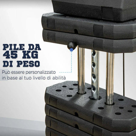 Stazione-Fitness-Multifunzione-Power-Tower-con-Pesi-fino-45kg-e-Panca-Imbottita,-135x103x210cm-SD5A91-177SD5