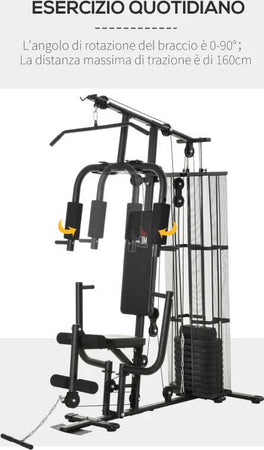 Stazione-Fitness-Palestra-Multifunzione-per-Allenamento-a-Casa-e-Professionale,-Acciaio-150x110x210cm-Nero-ZB5A91-134BKZB5