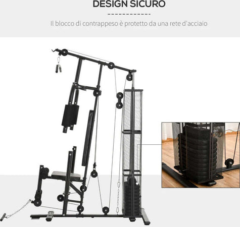 Stazione-Fitness-Palestra-Multifunzione-per-Allenamento-a-Casa-e-Professionale,-Acciaio-150x110x210cm-Nero-ZB5A91-134BKZB5
