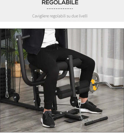 Stazione-Fitness-Palestra-Multifunzione-per-Allenamento-a-Casa-e-Professionale,-Acciaio-150x110x210cm-Nero-ZB5A91-134BKZB5