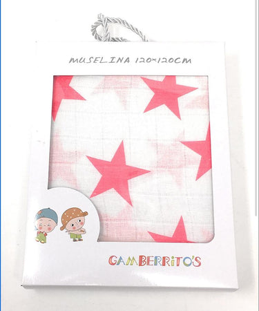 Mussola Stella 120x 120 Rosa